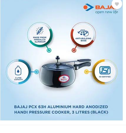 BAJAJ PCX 63H 3 L Inner Lid Pressure Cooker (Aluminium)