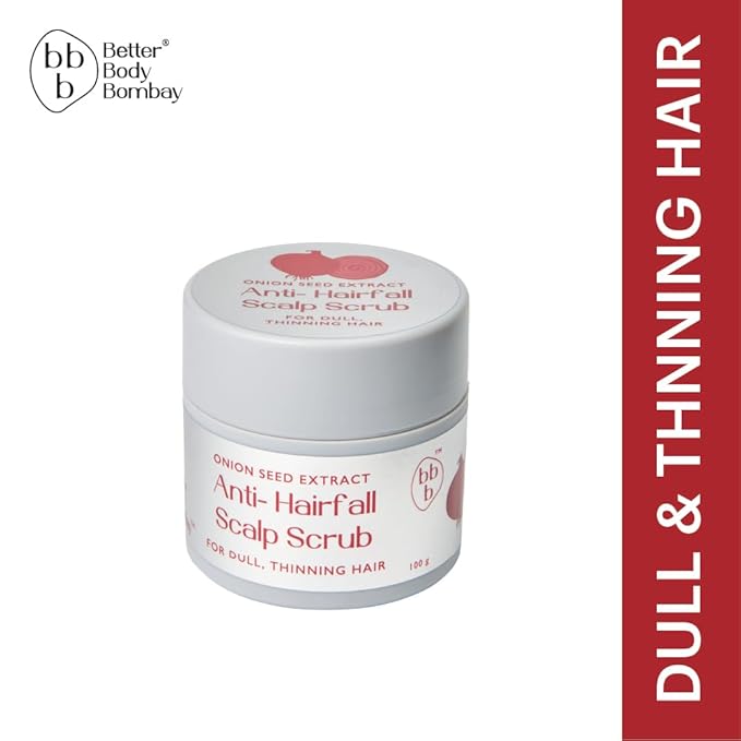 bbb Better Body Bombay Onion Seed Extract Anti-Hair fall Scalp Scrub | For Dull, Thinning Hair | Exfoliates, Nourishes & Strengthens (100g)