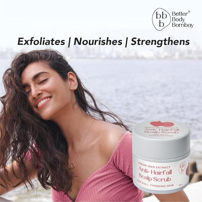 bbb Better Body Bombay Onion Seed Extract Anti-Hair fall Scalp Scrub | For Dull, Thinning Hair | Exfoliates, Nourishes & Strengthens (100g)
