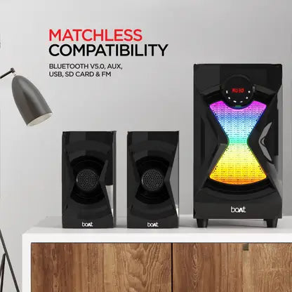 BoAt Blitz 1508 Multimedia 50 W Bluetooth Home Theatre (Premium Black, 2.1 Channel)