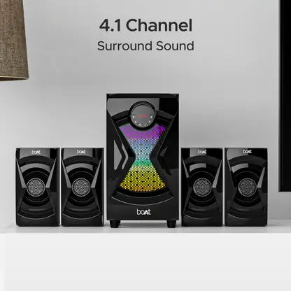 BoAt 1500 Pro with Dynamic RGB LEDs, EQ Modes & Master Remote Control 80 W Bluetooth Home Theatre (Space Black, 4.1 Channel)