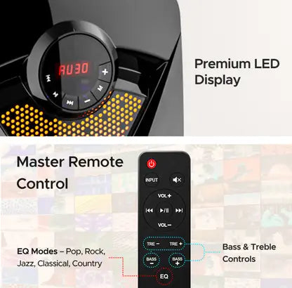 BoAt 1500 Pro with Dynamic RGB LEDs, EQ Modes & Master Remote Control 80 W Bluetooth Home Theatre (Space Black, 4.1 Channel)