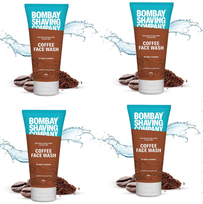 Bombay Shaving Co Coffee Face Wash for Men & Women - Deep-Cleanses, De-Tans & Blackhead Removal | Made in India (Pack of 4)