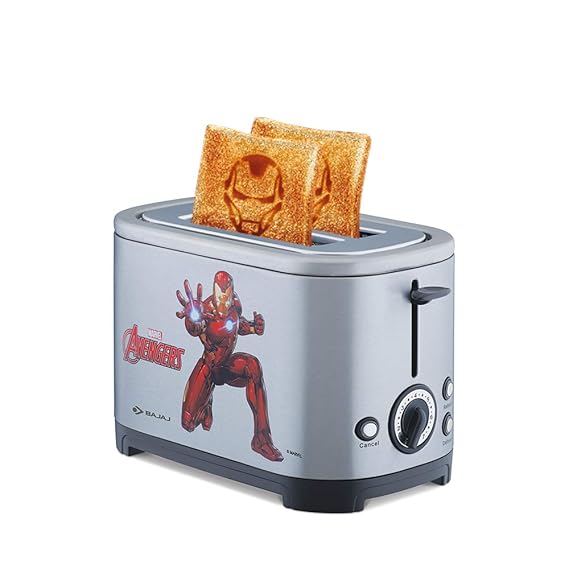 Bajaj Avengers 650W Pop-Up Toaster with Plate (Silver)