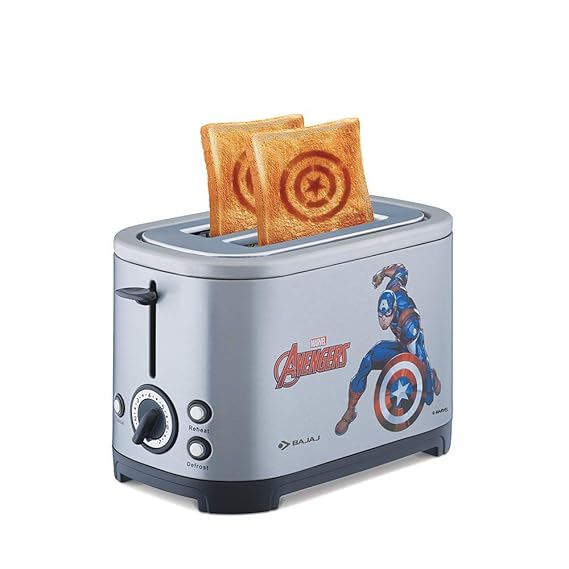 Bajaj Avengers 650W Pop-Up Toaster with Plate (Silver)