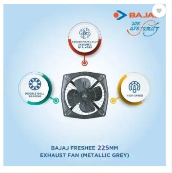 Bajaj Freshee 225 mm Metallic Grey Exhaust Fan
