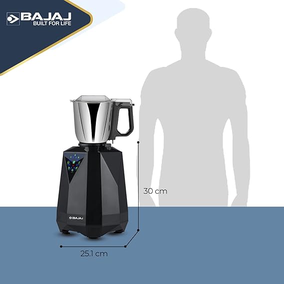 Bajaj Juvel Digi Mixer Grinder 800W | Duracut Blades | Pre-Set Menu | 3 Jars | Nutri-Pro Feature | 【Dark Grey