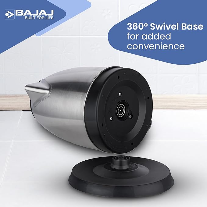 Bajaj KTX 1.8L DLX Electric Kettle | 1350 Watts Kettle with Stainless Steel Body | Cordless Operation | Auto Shut-off Mechanism