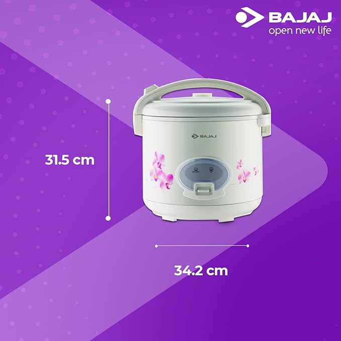 Bajaj Majesty RCX 28 DLX Multifunction Rice Cooker | Keep Warm Function | 2.8 Liter Capacity | 1000 Watts 【White】