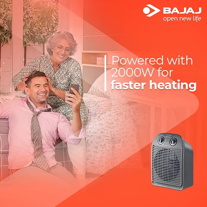 Bajaj Majesty RFX2 2000 Watts Fan Forced Circulation Room Heater (Black)
