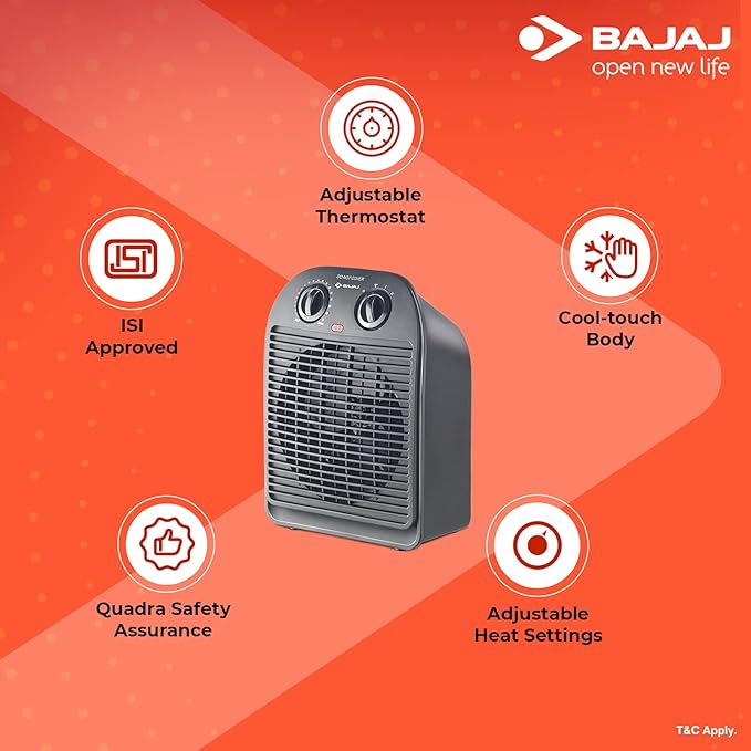 Bajaj Majesty RFX2 2000 Watts Fan Forced Circulation Room Heater (Black)