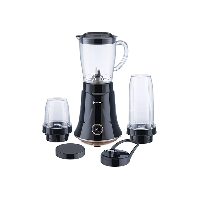 Bajaj NX-01 300W Mixer Grinder | Bullet Mixer Grinder With Powerful Titan Motor & Nutri-Pro Feature | 3 Unbreakable Multipurpose Tranparent Jars
