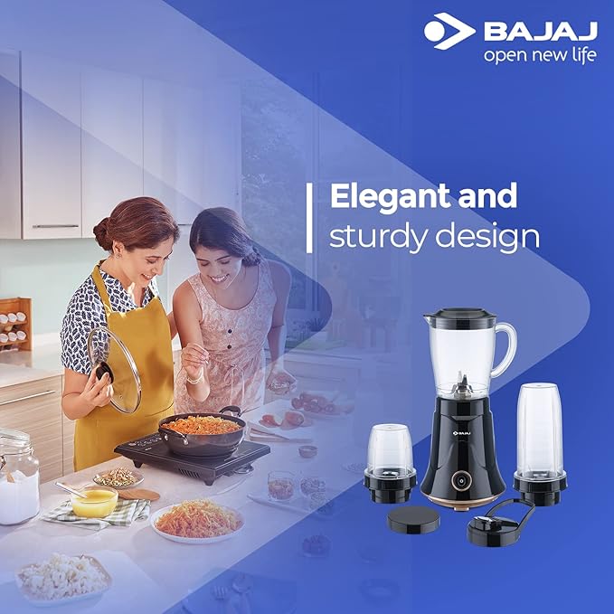 Bajaj NX-01 300W Mixer Grinder | Bullet Mixer Grinder With Powerful Titan Motor & Nutri-Pro Feature | 3 Unbreakable Multipurpose Tranparent Jars
