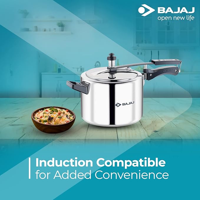 Bajaj Pcx 45 Ss 5 litre Stainless Steel Pressure Cooker With Inner Lid