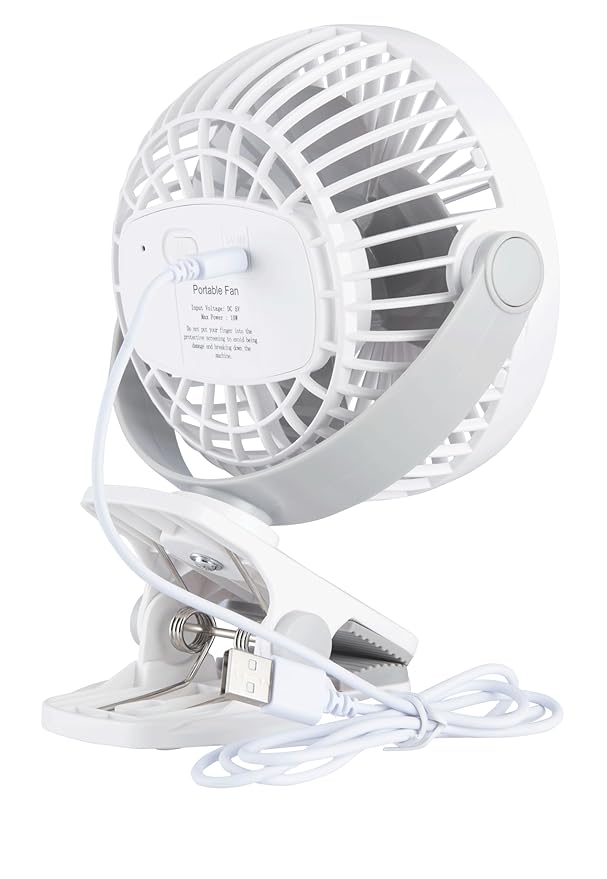 Bajaj Pygmy Mini Fan 110MM | USB Charging | Multi-Clip Function | Rechargeable | 4-Hr Back-up | Silent Operation | Longer Battery Life | Energy Efficient | Portable【White】
