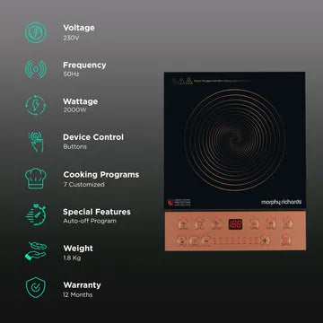 Morphy Richards 2000 W Induction Cooktop Push Button  (Black, Belleza 2000)