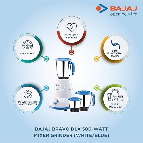 BRAVO DLX MIXER GRINDER WHITE/BLUE