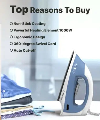 Crompton ACGEI-BRIO 1000 W Dry Iron (SKY BLUE)