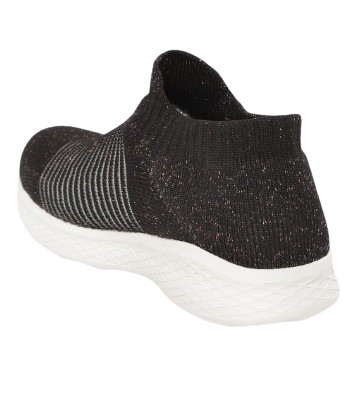 Crew STREET Women Black Striped Shimmer Detail Slip-On Sneakers