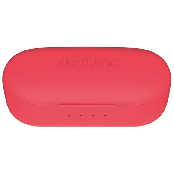 Defunc True Music Wireless Bluetooth TWS Earbuds - Compatible with iOS & Android, IPX4 Rating, Personalized fit, 22 Hours Total Playtime, Touch Control (Red)