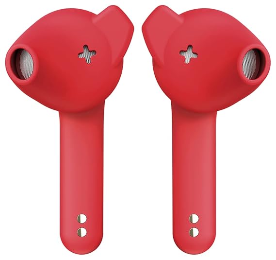 Defunc True Music Wireless Bluetooth TWS Earbuds - Compatible with iOS & Android, IPX4 Rating, Personalized fit, 22 Hours Total Playtime, Touch Control (Red)