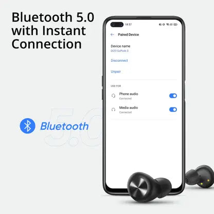 DIZO GoPods D(by realme Techlife), True Wireless in Earbuds with Enviornment Noise Cancellation(ENC), Bluetooth Headset (Black)