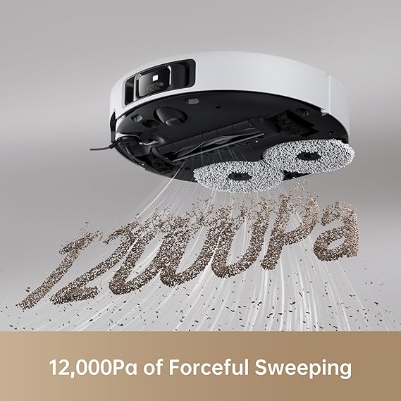 DREAME X40 Ultra Robotic Vacuum with Removable & Liftable Mop, 12,000Pa Suction, Side Brush Extensive Cleaning, 158°F Mop & Washboard Self Cleaning, Auto-Empty, Auto Refill, liftable Brushes