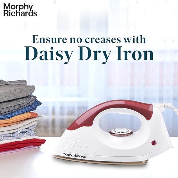 Morphy Richards Daisy 1000W Dry Iron with American Heritage Non-Stick Coated Soleplate, White