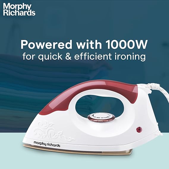 Morphy Richards Daisy 1000W Dry Iron with American Heritage Non-Stick Coated Soleplate, White