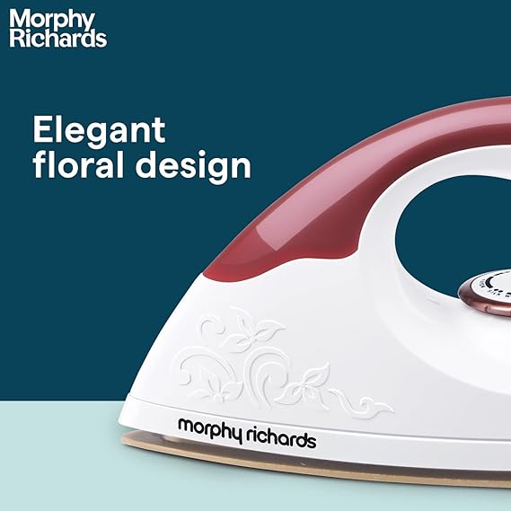 Morphy Richards Daisy 1000W Dry Iron with American Heritage Non-Stick Coated Soleplate, White
