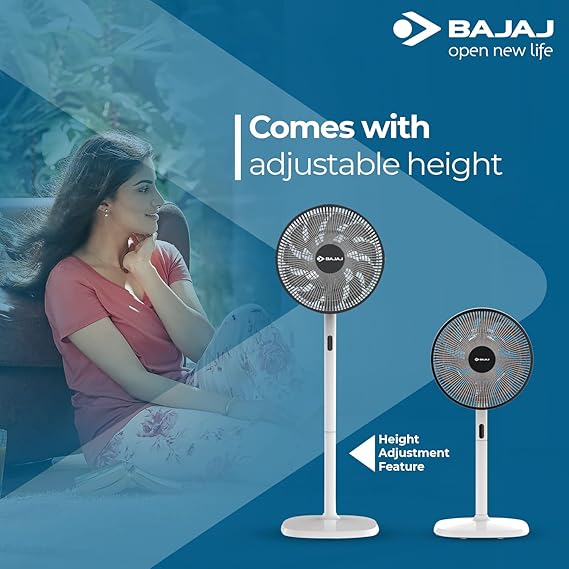 Bajaj Dominus 18 350 MM Pedestal Fan For Home | BLDC Motor | Digital Display With Remote Control | Height Adjustment | 18 Blades Fan