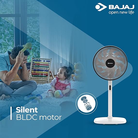 Bajaj Dominus 18 350 MM Pedestal Fan For Home | BLDC Motor | Digital Display With Remote Control | Height Adjustment | 18 Blades Fan