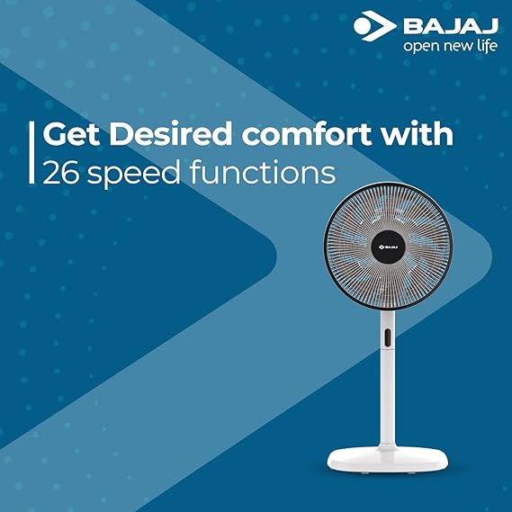 Bajaj Dominus 18 350 MM Pedestal Fan For Home | BLDC Motor | Digital Display With Remote Control | Height Adjustment | 18 Blades Fan
