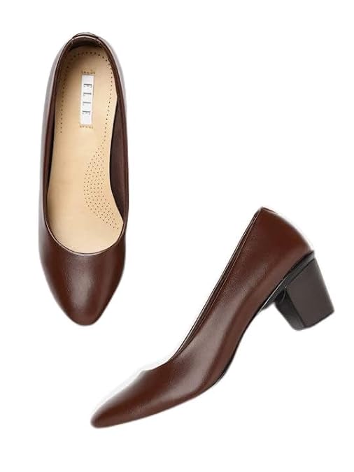 ELLE Women Slip-On Pumps with Block Heel UK-8