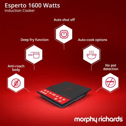 Morphy Richards 1600 W Induction Cooktop Push Button  (Black, Esperto)