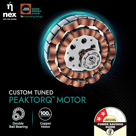 NNEX by BAJAJ Glyde A40 1200 MM | BEE 2 Star Rated Premium Ceiling Fan | 20% Higher Air Thrust* | Airfluence™ Al Blades | Adjustable Downrod 【Snow White】