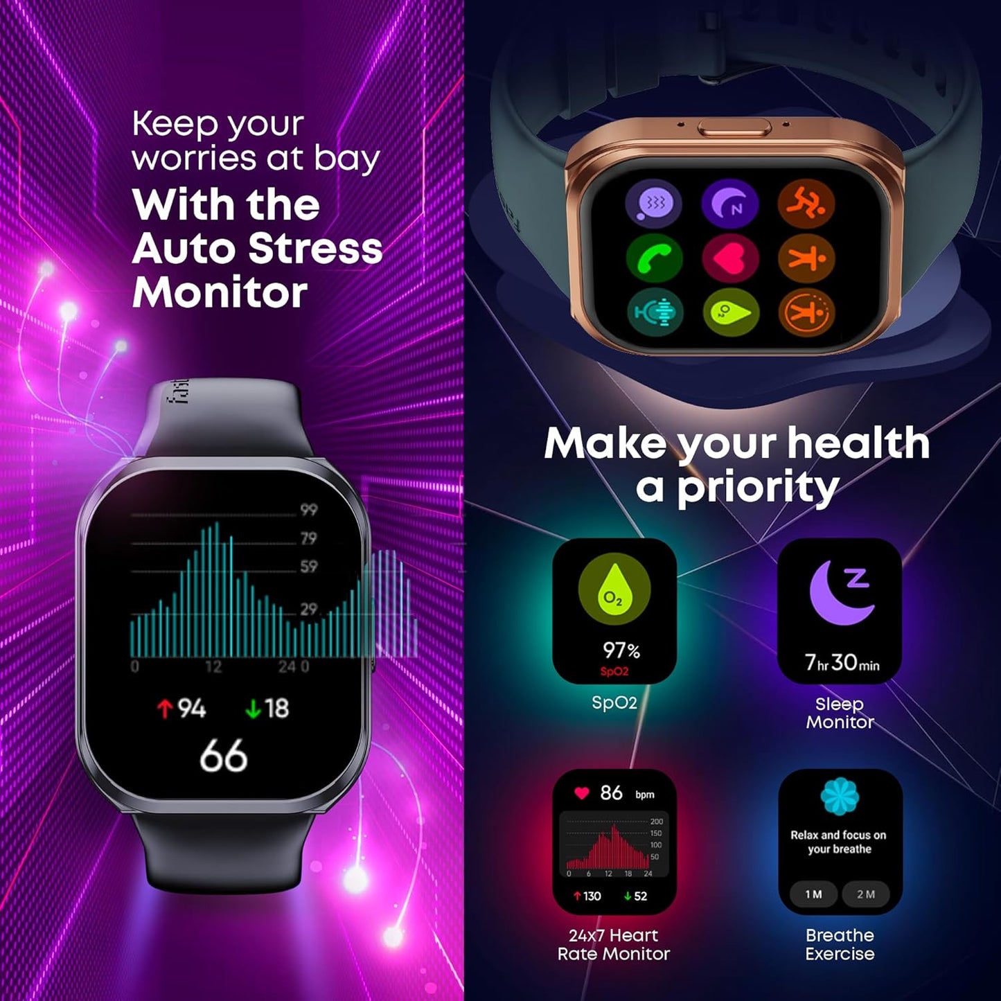 Fastrack New Limitless FS1+ Smart Watch|Biggest 2.01" Ultra VU Display |Industry Best 950 Nits Brightness |Single  Sync BT Calling| Nitro Fast Charging