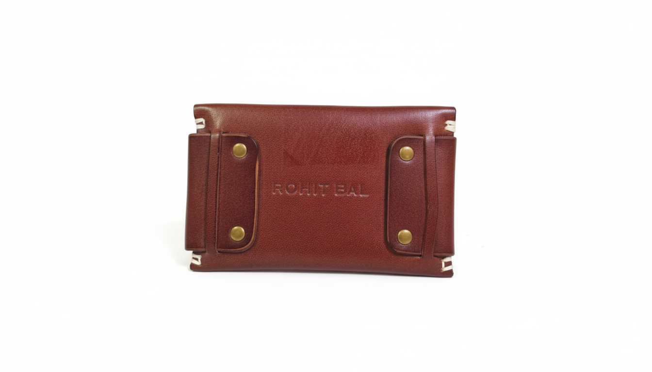 Rohit Bal Modern Leather Wallet for Men Dark Brown