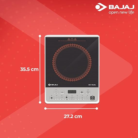 Bajaj Majesty ICX Pearl 1900W Induction Cooktop with Pan sensor and Voltage Pro Technology, Black