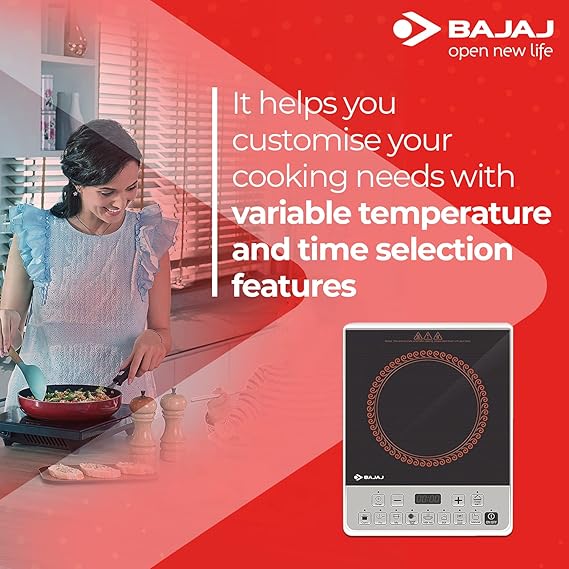 Bajaj Majesty ICX Pearl 1900W Induction Cooktop with Pan sensor and Voltage Pro Technology, Black