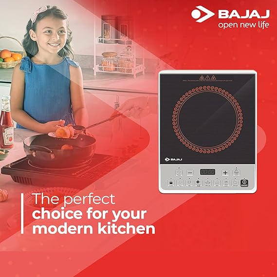 Bajaj Majesty ICX Pearl 1900W Induction Cooktop with Pan sensor and Voltage Pro Technology, Black