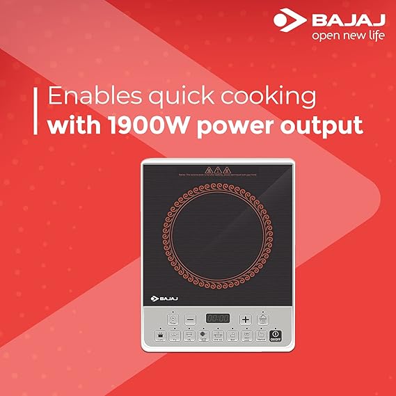 Bajaj Majesty ICX Pearl 1900W Induction Cooktop with Pan sensor and Voltage Pro Technology, Black