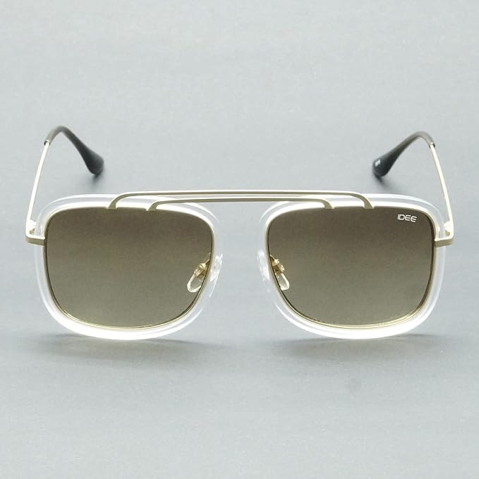 IDEE-S2589-C4 55mm Large Retro Square Brown Gradient UV Protection Unisex Sunglasses