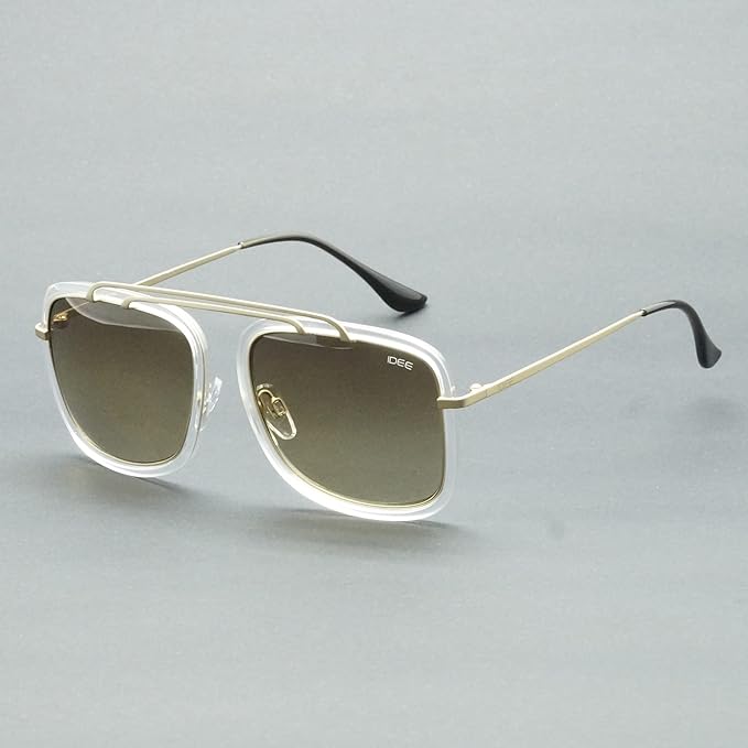IDEE-S2589-C4 55mm Large Retro Square Brown Gradient UV Protection Unisex Sunglasses