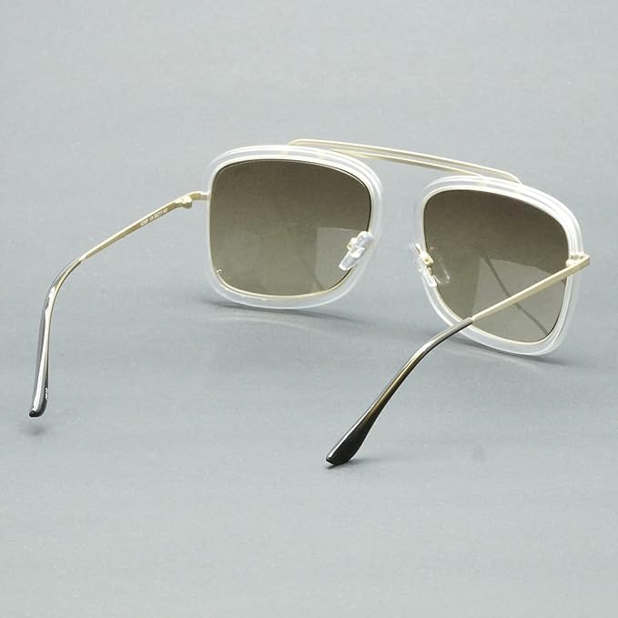 IDEE-S2589-C4 55mm Large Retro Square Brown Gradient UV Protection Unisex Sunglasses