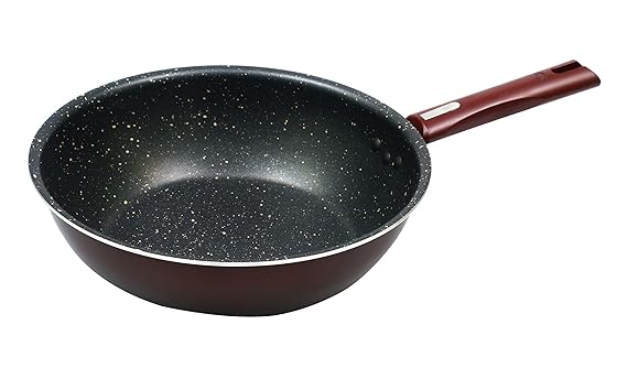 Nirlep Bajaj Electricals Selec+ J Class Aluminium 2.8 L 24 Cm Non Stick Induction Wok, 2.6 mm - Maroon IJDFW 24