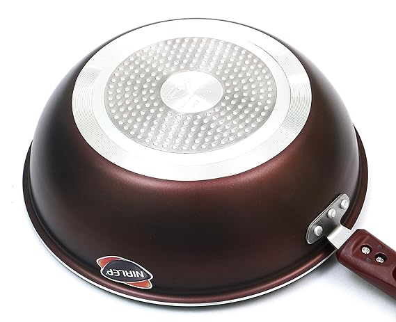 Nirlep Bajaj Electricals Selec+ J Class Aluminium 2.8 L 24 Cm Non Stick Induction Wok, 2.6 mm - Maroon IJDFW 24
