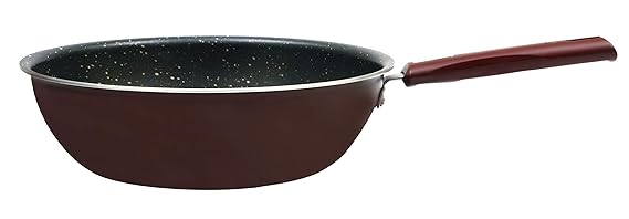 Nirlep Bajaj Electricals Selec+ J Class Aluminium 2.8 L 24 Cm Non Stick Induction Wok, 2.6 mm - Maroon IJDFW 24