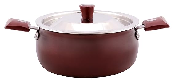 Nirlep by Bajaj Aluminium Electricals Selec+ Non Stick Induction Handi with Lid, 2.8 LTR (Maroon)