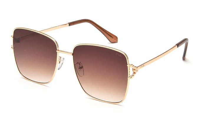 IRUS 100% UV protected sunglasses for Women | Size- Large | Shape- Square | Model- IRS1140C2SG (Shiny Gold)